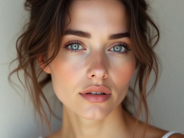 Realistic hand-embroidered portrait of a woman with expressive eyes, showcasing fine thread details