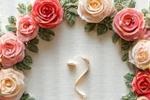 A finely embroidered classic rose wreath design, suitable for surrounding initials.