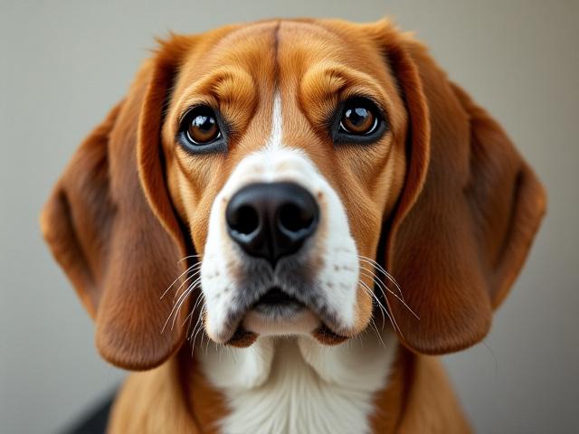 Close-up high-resolution embroidery of a beagle's head, capturing fur texture and expressions.